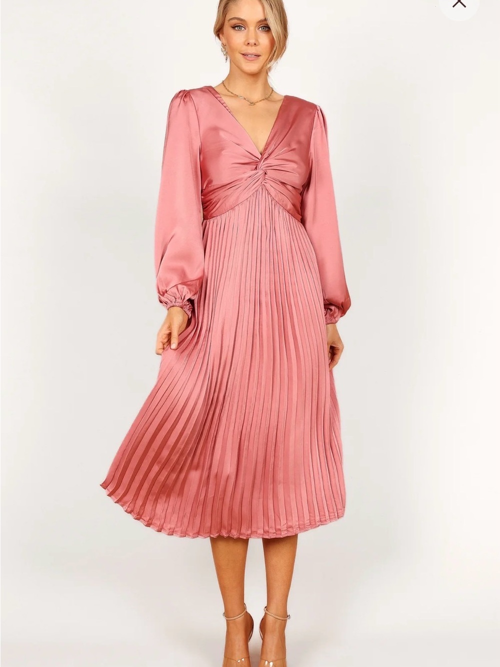 NWOT Petal & Pup Noelle Twist Front Pleated Midi Dress
